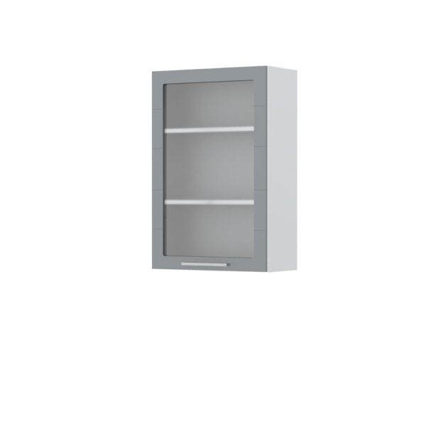 Kuhinjska zgornja viseča omarica s steklenimi vrati Highline V9-60-1KS/3, 60 cm, višina 91 cm, korpus Bela, fronta Onyx visoki sijaj