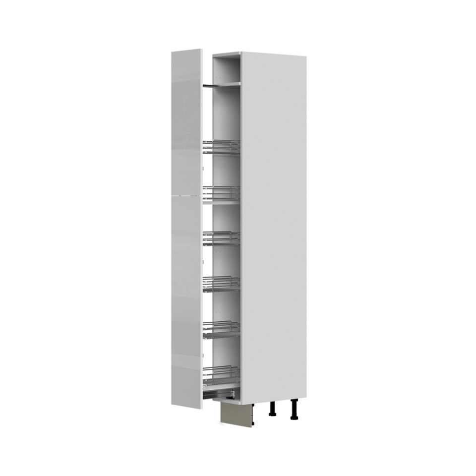 Kuhinjska visoka omara z žičnim košem Infinity K23-30-1KZ/5, 30 cm, korpus Bela, fronta Kristalno bela HG lak