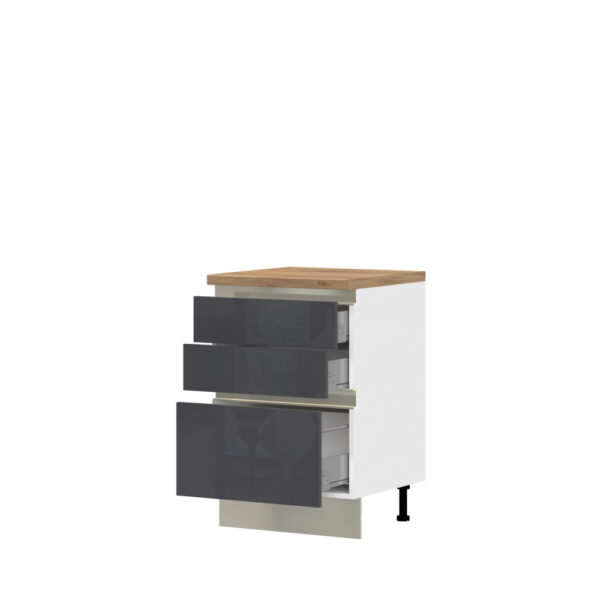 Kuhinjska spodnja omarica s tremi predali Infinity R-60-3MBOX/5, 60 cm, korpus Bela, fronta Antracit HG lak