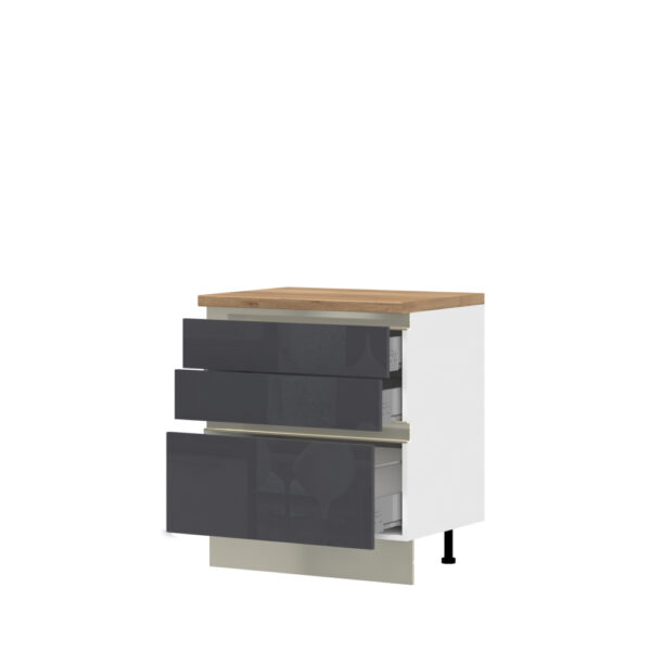 Kuhinjska spodnja omarica s tremi predali Infinity R-80-3MBOX/5, 80 cm, korpus Bela, fronta Antracit HG lak