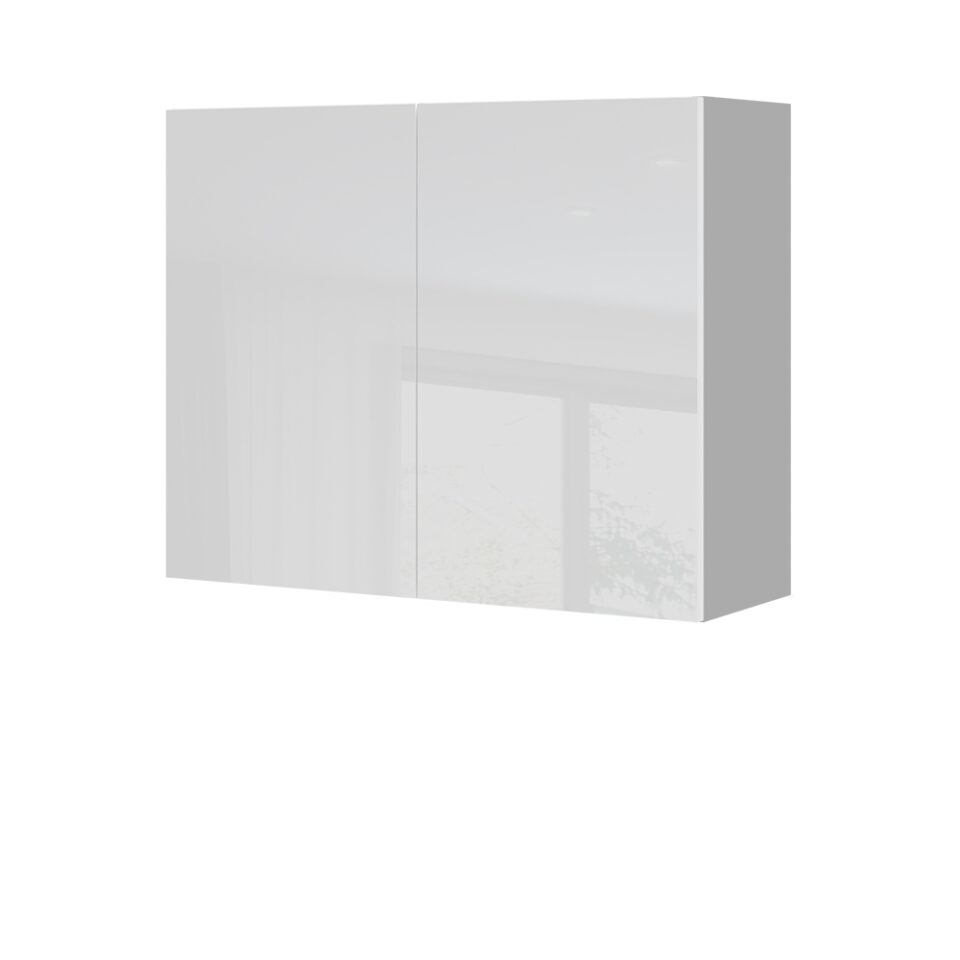 Kuhinjska zgornja viseča omarica z dvojnimi vrati Infinity V7-90-2K/5, 90 cm, višina 72 cm, korpus Bela, fronta Kristalno bela HG lak