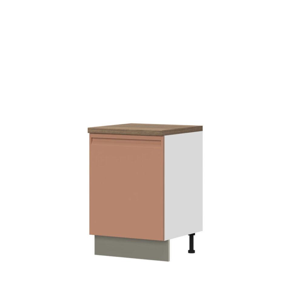 Kuhinjska spodnja omarica z enimi vrati Integra R-60-1K/7, 60 cm, korpus Bela, fronta Terracotta