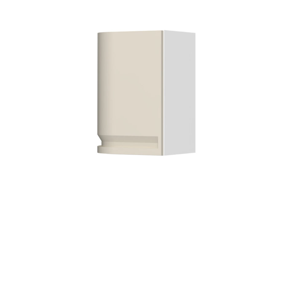 Kuhinjska zgornja viseča omarica z zaobljenimi vrati, levo Integra V5-40-1KRL/7, 40 cm, višina 55 cm, korpus Bela, fronta Pepper White