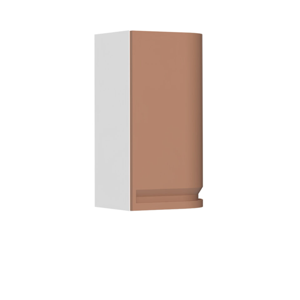 Kuhinjska zgornja viseča omarica z zaobljenimi vrati, desno Integra V7-40-1KRD/7, 40 cm, višina 72 cm, korpus Bela, fronta Terracotta