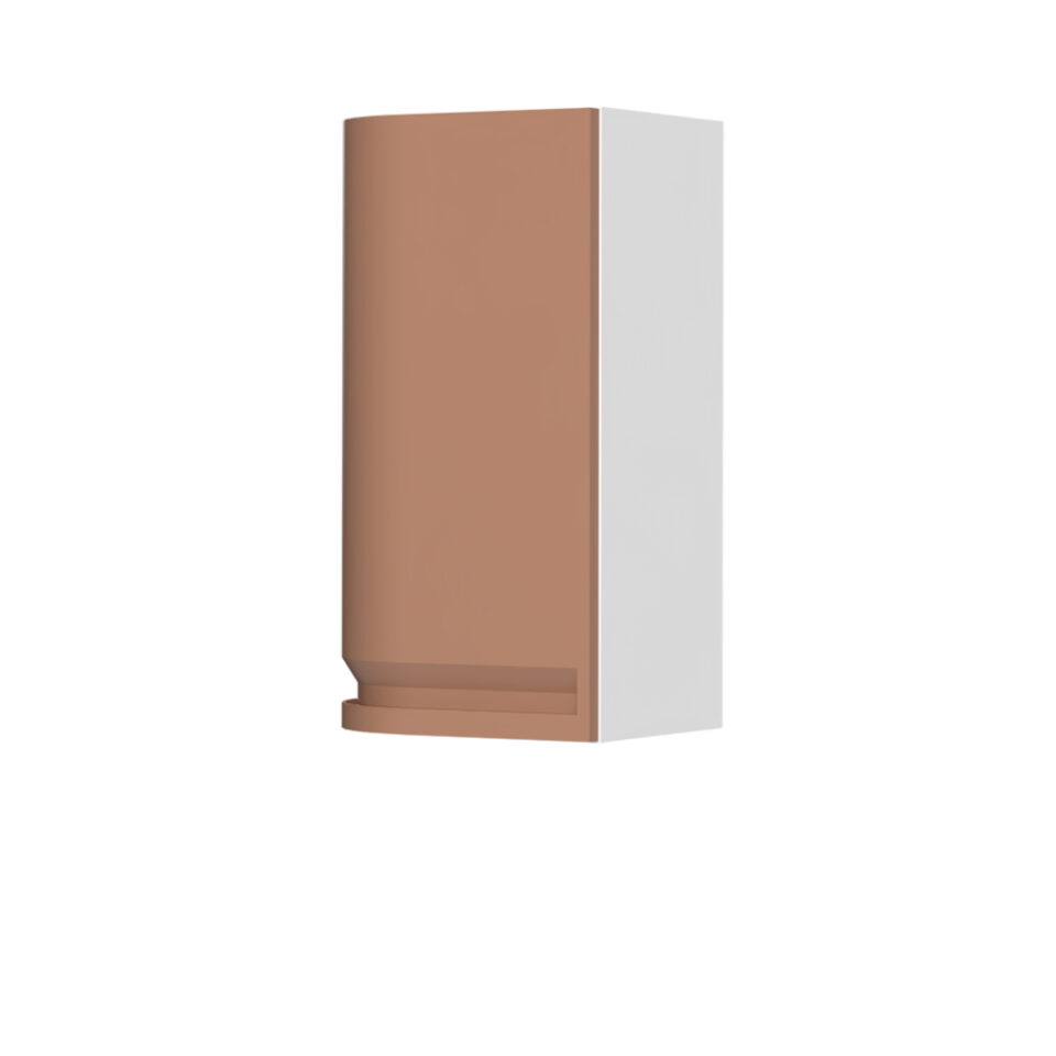 Kuhinjska zgornja viseča omarica z zaobljenimi vrati, levo Integra V7-40-1KRL/7, 40 cm, višina 72 cm, korpus Bela, fronta Terracotta