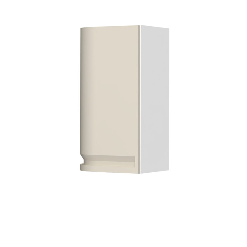 Kuhinjska zgornja viseča omarica z zaobljenimi vrati, levo Integra V7-40-1KRL/7, 40 cm, višina 72 cm, korpus Bela, fronta Pepper White
