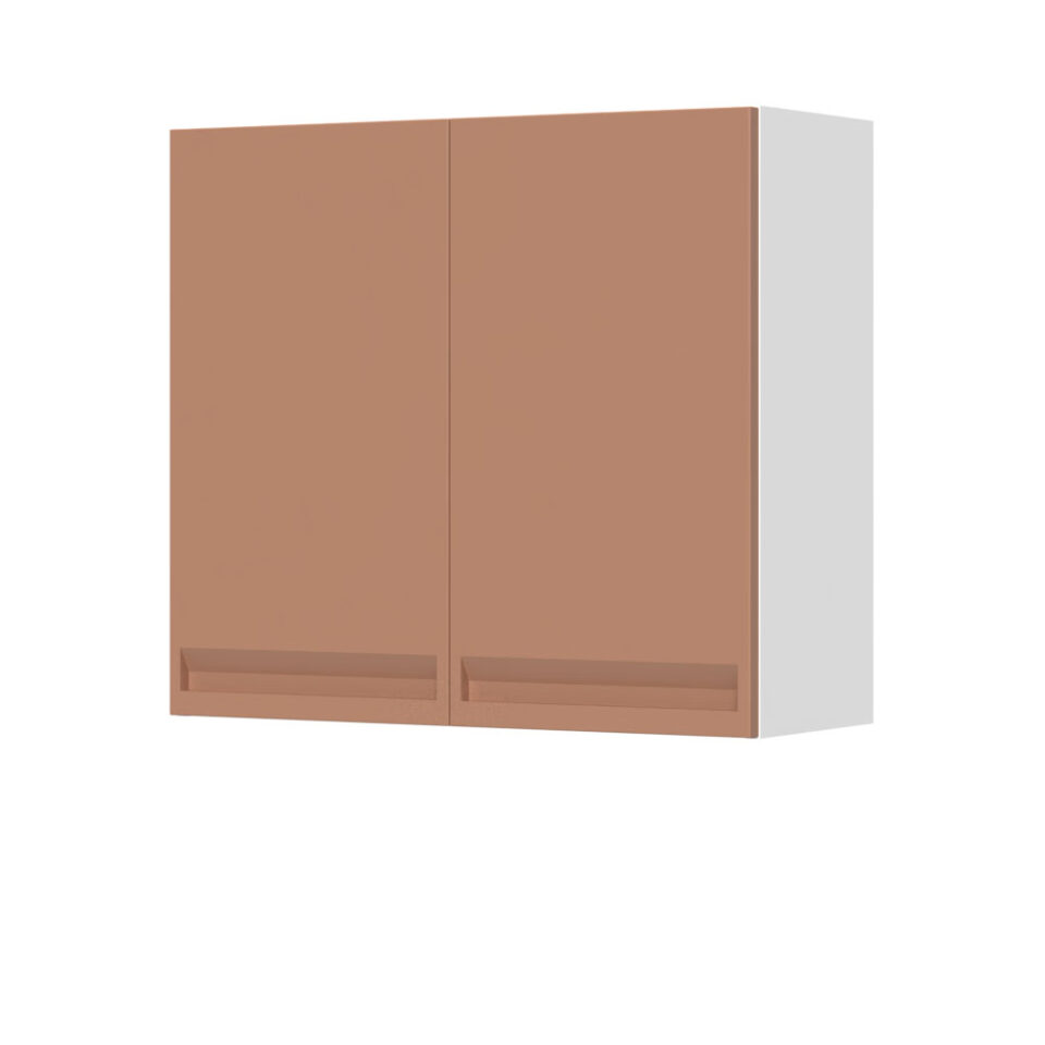 Kuhinjska zgornja viseča omarica z dvojnimi vrati Integra V7-80-2K/7, 80 cm, višina 72 cm, korpus Bela, fronta Terracotta