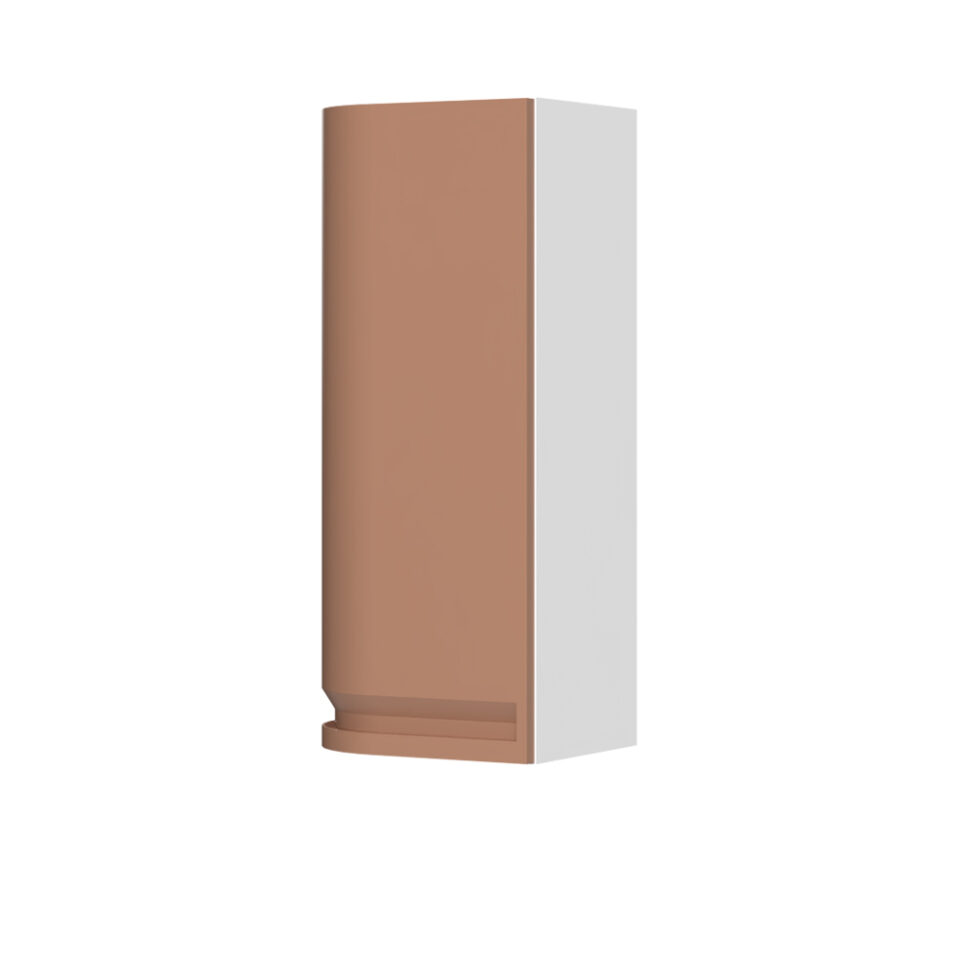 Kuhinjska zgornja viseča omarica z zaobljenimi vrati, levo Integra V9-40-1KRL/7, 40 cm, višina 91 cm, korpus Bela, fronta Terracotta