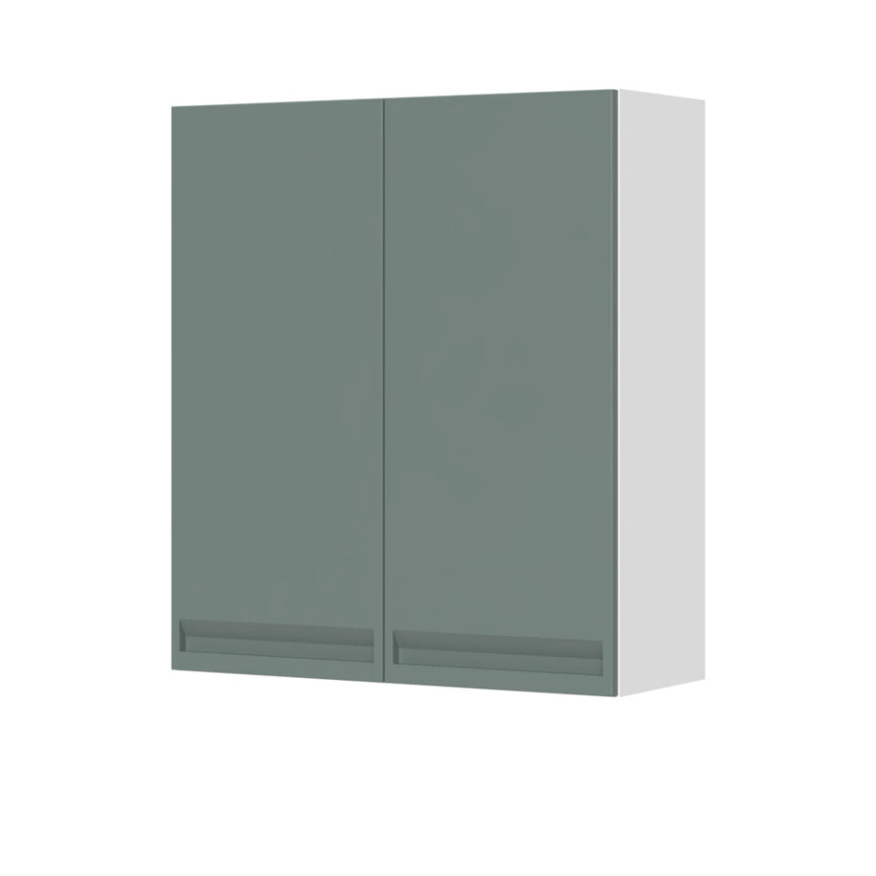 Kuhinjska zgornja viseča omarica z dvojnimi vrati Integra V9-80-2K/7, 80 cm, višina 91 cm, korpus Bela, fronta Forest green