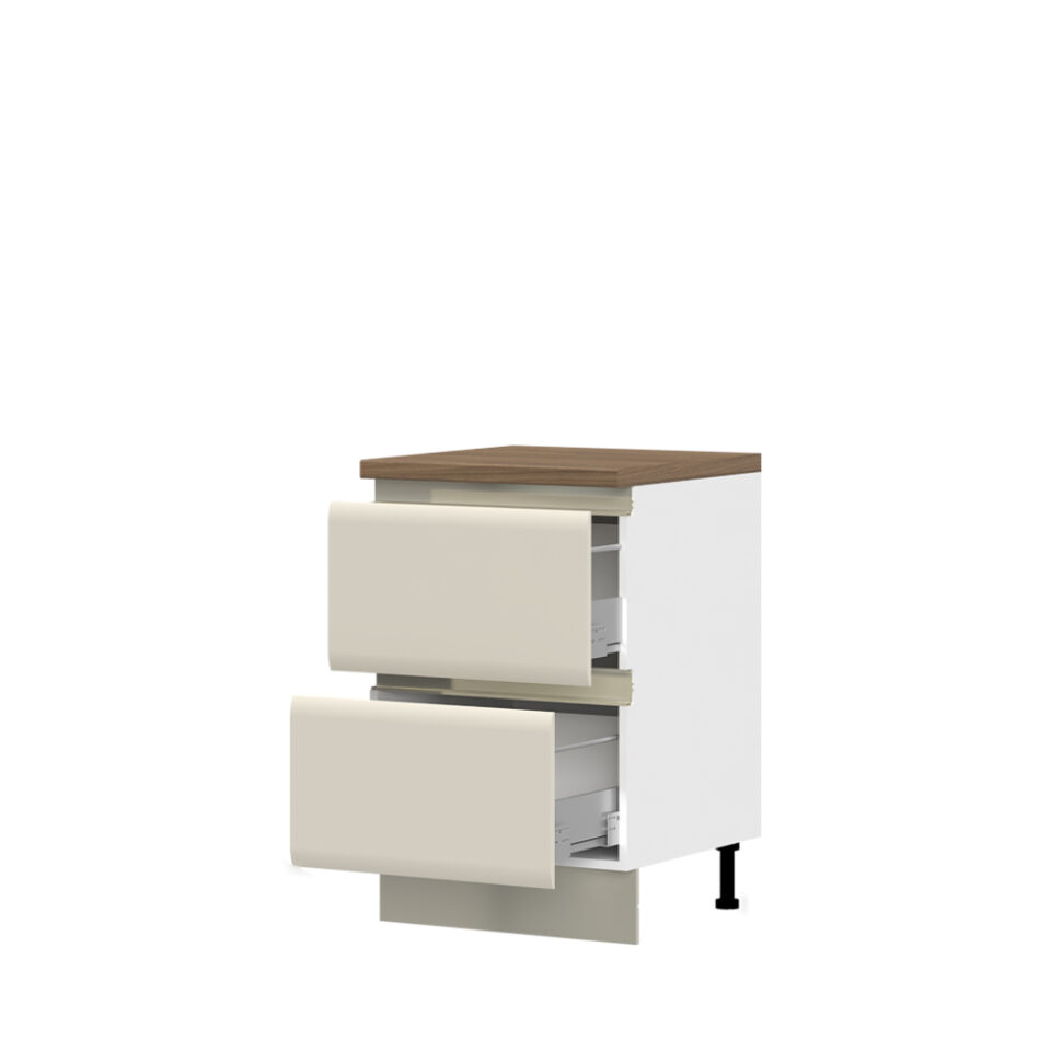 Kuhinjska spodnja omarica z dvema predaloma Invictus R-60-2MBOX/6, 60 cm, korpus Bela, fronta Kašmir mat lak