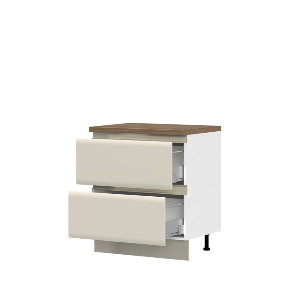 Kuhinjska spodnja omarica z dvema predaloma Invictus R-80-2MBOX/6, 80 cm, korpus Bela, fronta Kašmir mat lak
