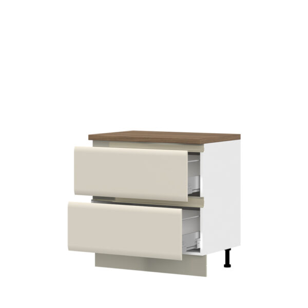 Kuhinjska spodnja omarica z dvema predaloma Invictus R-90-2MBOX/6, 80 cm, korpus Bela, fronta Kašmir mat lak