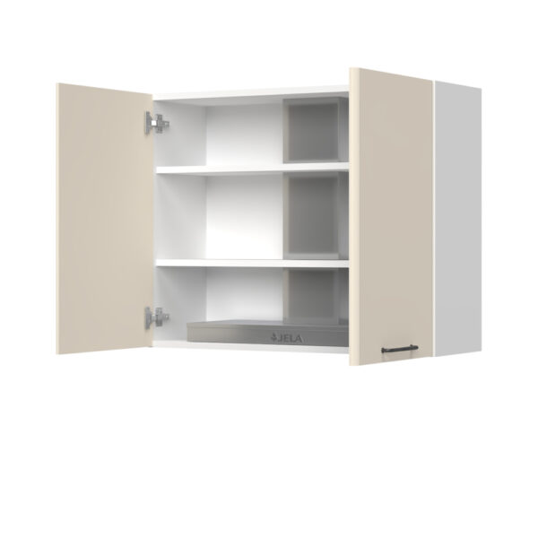 Kuhinjska zgornja omarica za napo z dvojnimi vrati Modern A7-90-2K/3, 90 cm, višina 72 cm, korpus Bela, fronta Vanilija mat