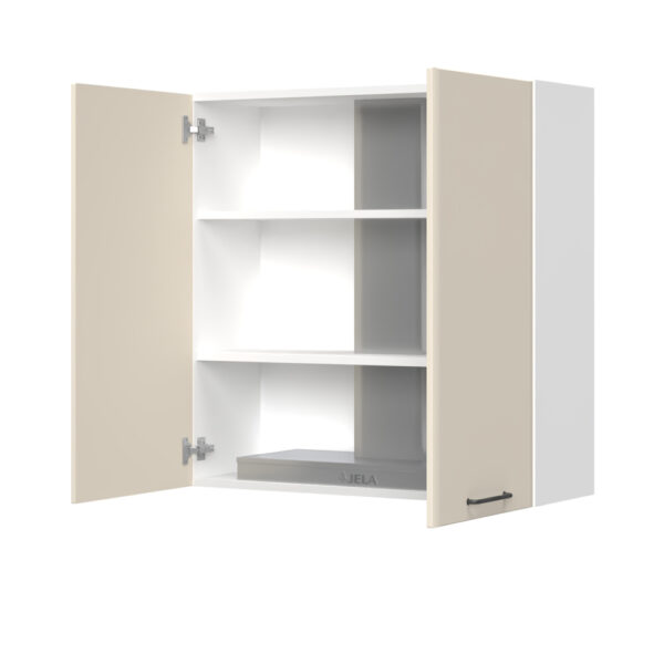 Kuhinjska zgornja omarica za napo z dvojnimi vrati Modern A9-90-2K/3, 90 cm, višina 91 cm, korpus Bela, fronta Vanilija mat