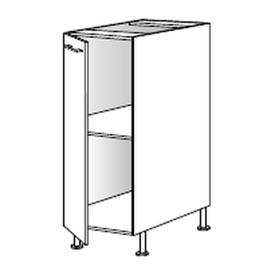 Kuhinjska spodnja omarica z enimi vrati Modern R-40-1K/3, 40 cm, tehnična skica iz kataloga Jela