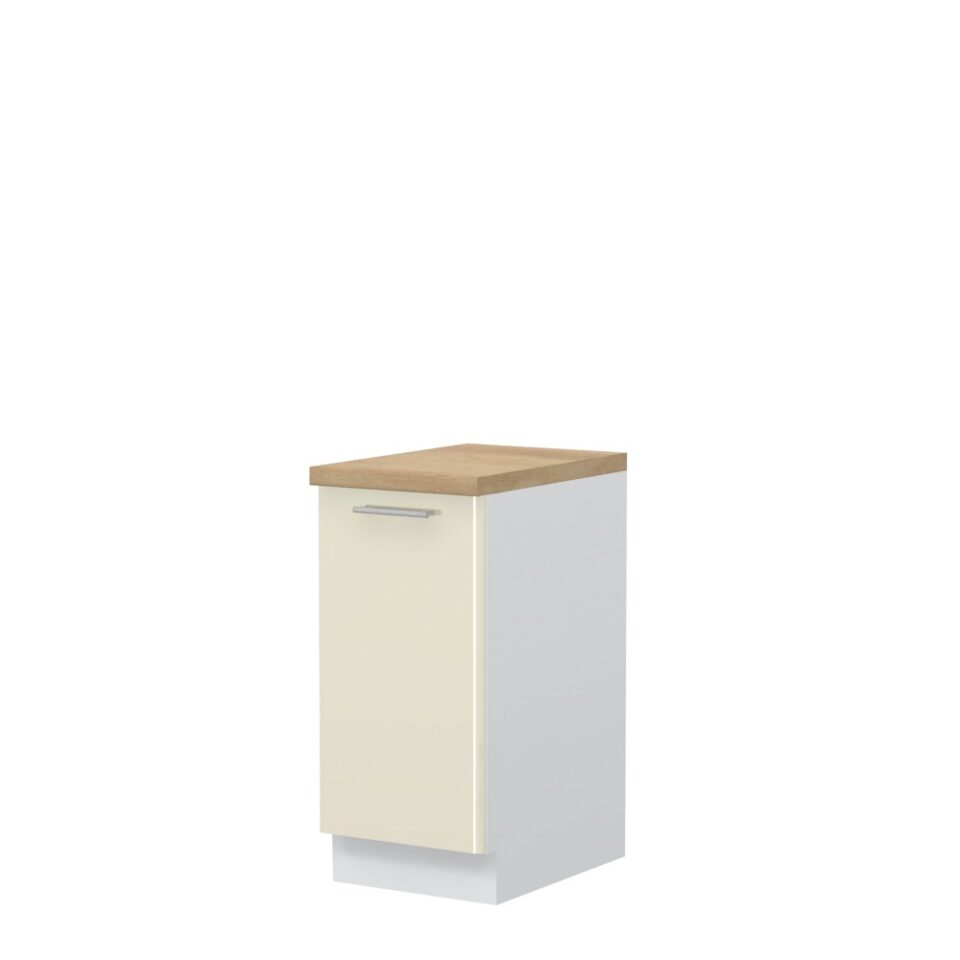 Kuhinjska spodnja omarica z enimi vrati Modern R-40-1K/3, 40 cm, korpus Bela, fronta Bež visoki sijaj