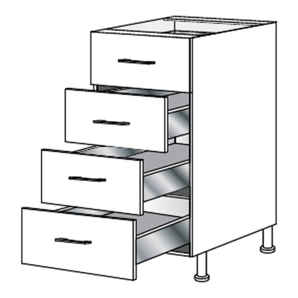 Tehnična skica: kuhinja Modern R-45-4MBOX/3, spodnji predalnik
