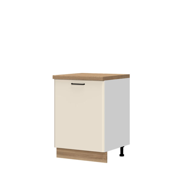 Kuhinjska spodnja omarica z enimi vrati Modern R-60-1K/3, 60 cm, korpus Bela, fronta Vanilija mat