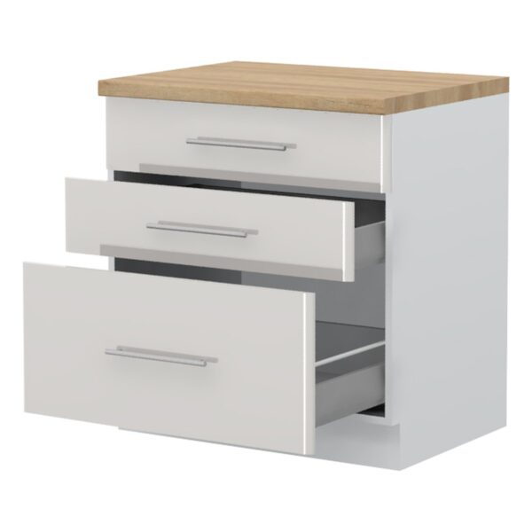 Kuhinja Modern R-80-3MBOX/3: spodnji predalnik, fronta svetla (Vanila mat)