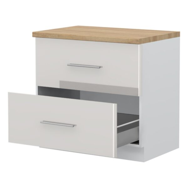 Kuhinja Modern R-90-2MBOX/3: spodnji predalnik, fronta svetla (Vanila mat)