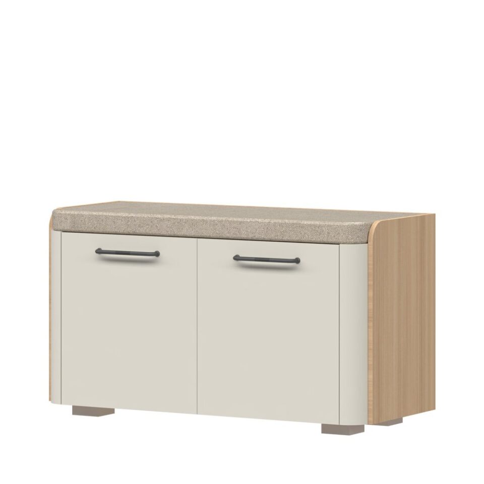 Klop s sedežno blazino AIR-K2, predsoba Milla Air, Pepper White in Furneo hrast