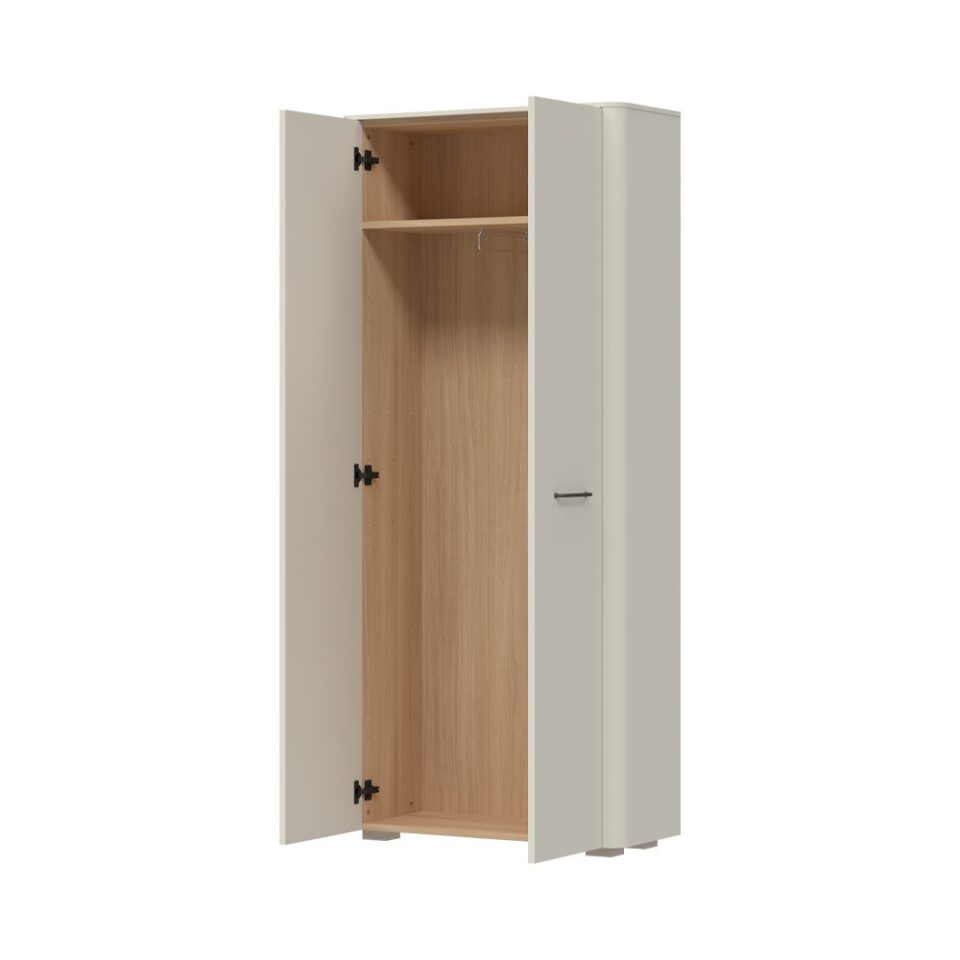 Garderobna omara AIR-V2, predsoba Milla Air, Pepper White in Furneo hrast, odprto