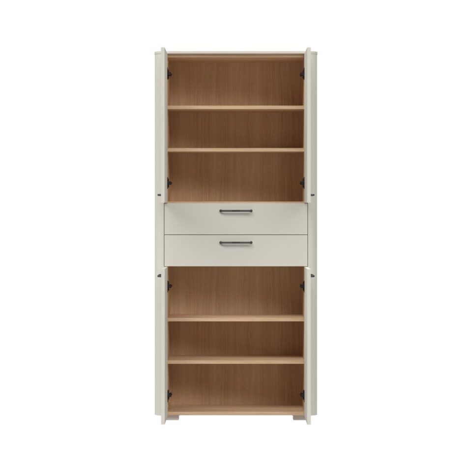 Garderobna omara AIR-V42, predsoba Milla Air, Pepper White in Furneo hrast, odprto