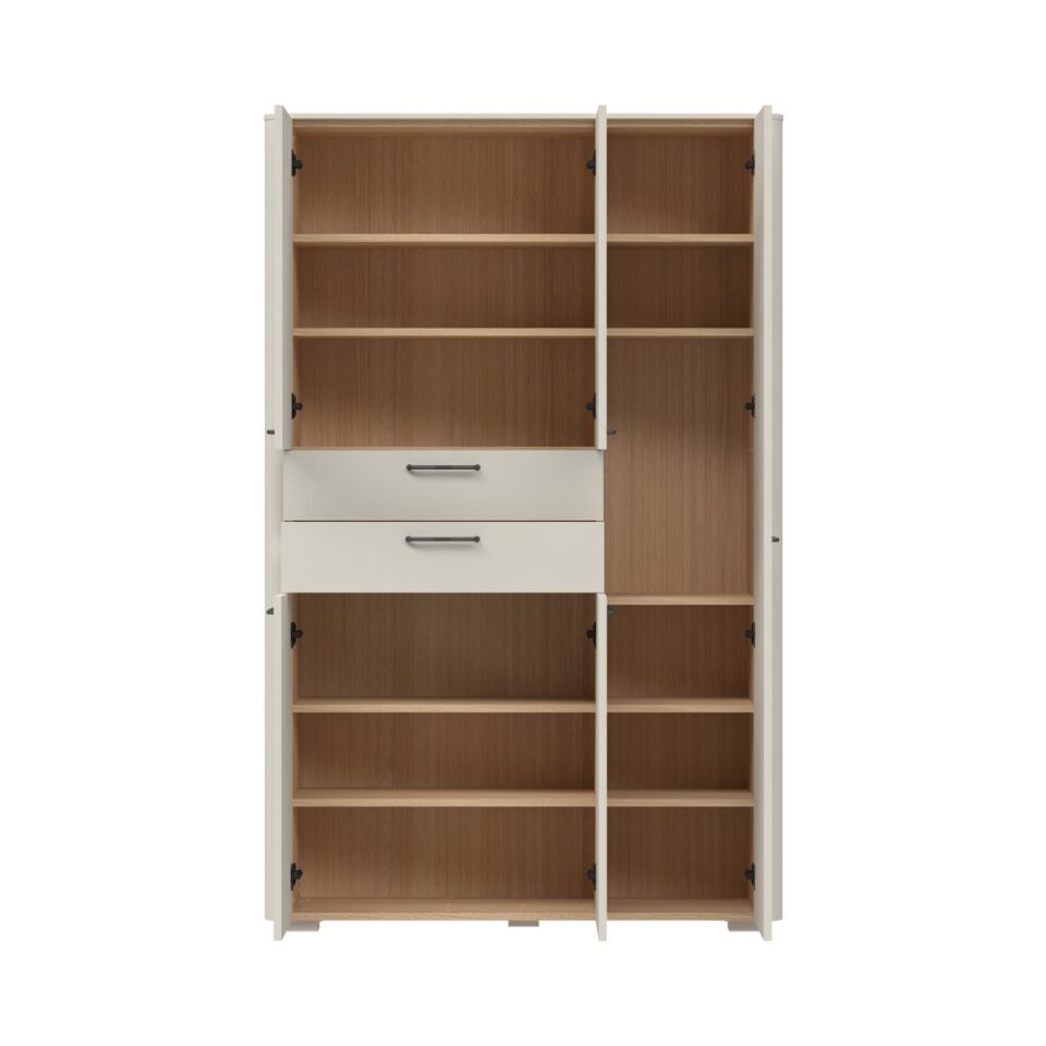 Garderobna omara AIR-V52, predsoba Milla Air, Pepper White in Furneo hrast, odprto
