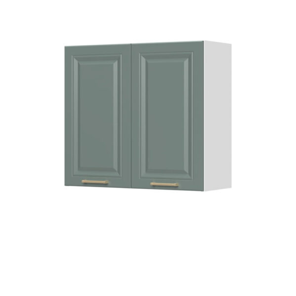 Kuhinjska zgornja omarica za napo z dvojnimi vrati Regent A7-80-2K/4, 80 cm, višina 72 cm, korpus Bela, fronta Forest green