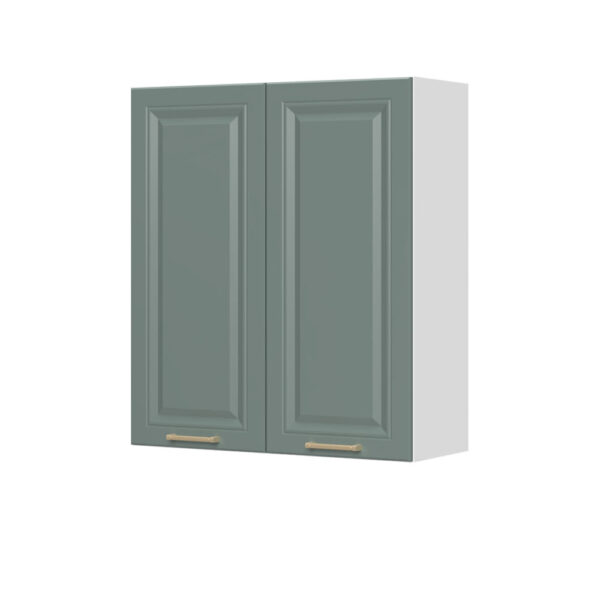 Kuhinjska zgornja omarica za napo z dvojnimi vrati Regent A9-80-2K/4, 80 cm, višina 91 cm, korpus Bela, fronta Forest green