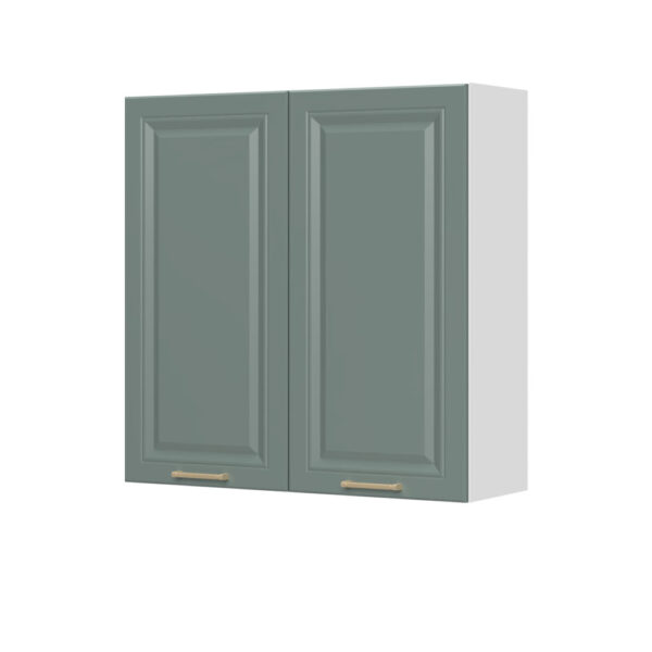 Kuhinjska zgornja omarica za napo z dvojnimi vrati Regent A9-90-2K/4, 90 cm, višina 91 cm, korpus Bela, fronta Forest green