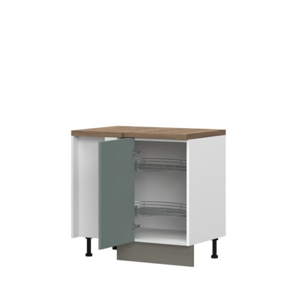 Kuhinjska kotna spodnja omarica z vrtljivim košem Regent R-UG-1KZA/4, 109 cm, korpus Bela, fronta Forest green