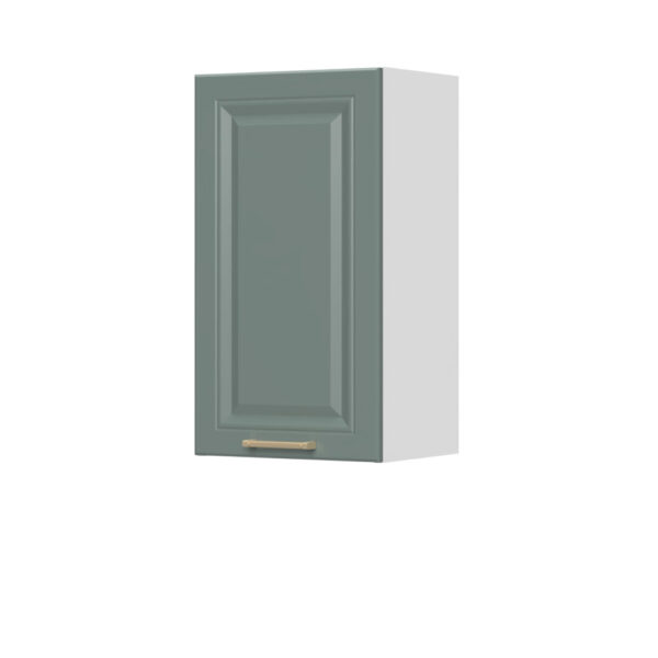 Kuhinjska zgornja viseča omarica z enimi vrati Regent V7-40-1K/4, 40 cm, višina 72 cm, korpus Bela, fronta Forest green