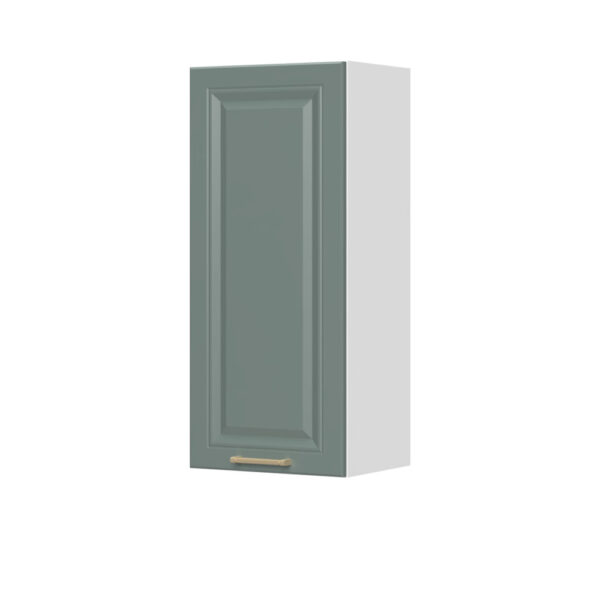 Kuhinjska zgornja viseča omarica z enimi vrati Regent V9-40-1K/4, 40 cm, višina 91 cm, korpus Bela, fronta Forest green