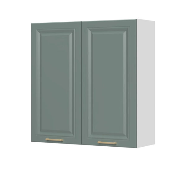 Kuhinjska zgornja viseča omarica z dvojnimi vrati Regent V9-90-2K/4, 90 cm, višina 91 cm, korpus Bela, fronta Forest green