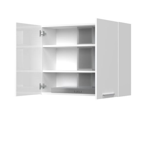 Kuhinjska zgornja omarica za napo z dvojnimi vrati Riva A7-90-2K/2, 90 cm, višina 72 cm, korpus Bela, fronta Kristalno bela lak