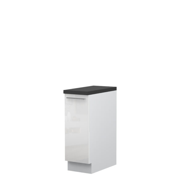 Kuhinjska spodnja omarica z enimi vrati Riva R-30-1K/2, 30 cm, korpus Bela, fronta Kristalno bela lak