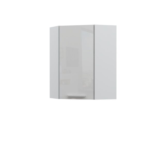 Kuhinjska zgornja viseča omarica z enimi vrati Riva V9-UG-1K/2, 64 cm, višina 91 cm, korpus Bela, fronta Kristalno bela lak