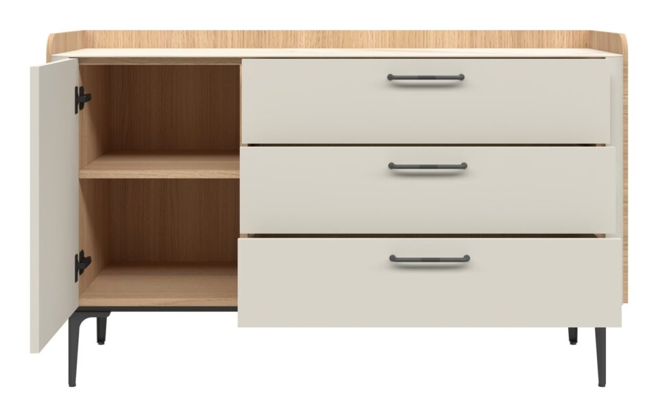 Komoda Air K13/AI, Pepper White mat lak (odprta)