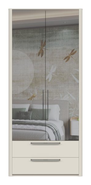 Garderobna omara z ogledalom Air P22-2OG/AI, Pepper White mat lak