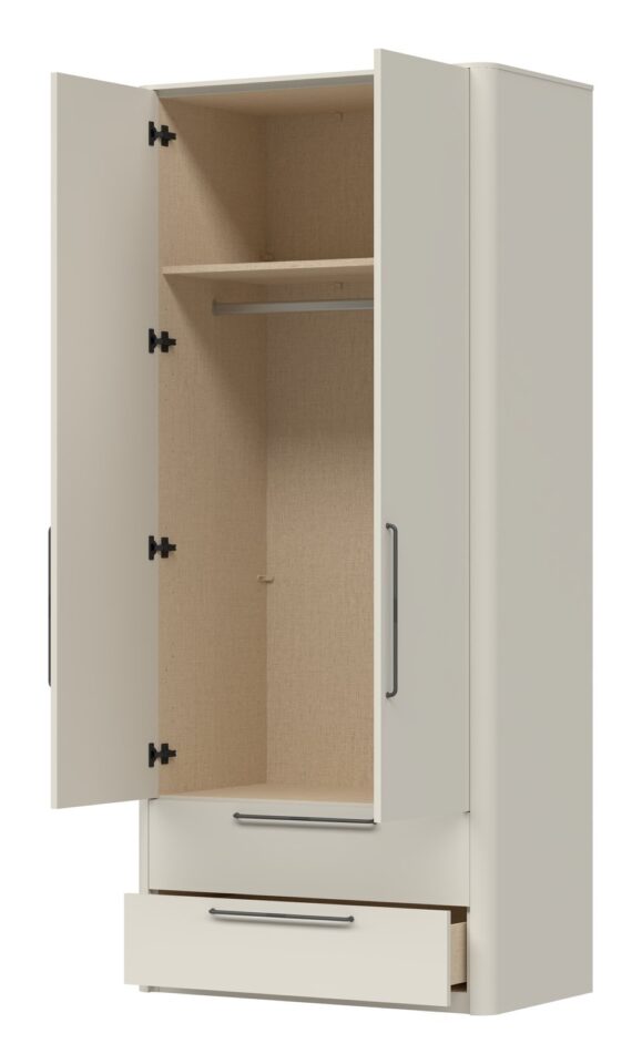 Garderobna omara Air P22/AI, Pepper White mat lak (odprta, notranjost)