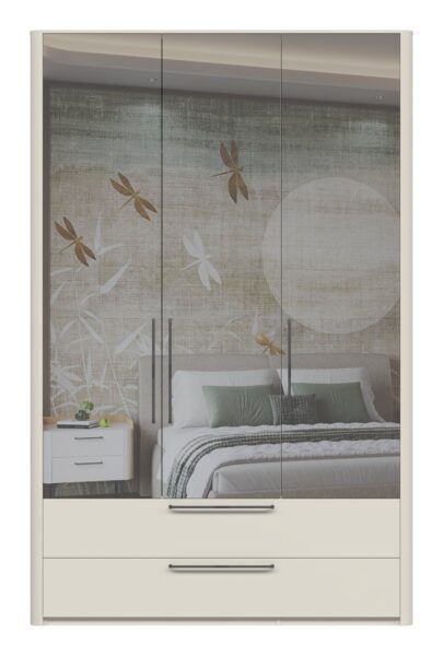 Garderobna omara z ogledalom Air P32-3OG/AI, Pepper White mat lak