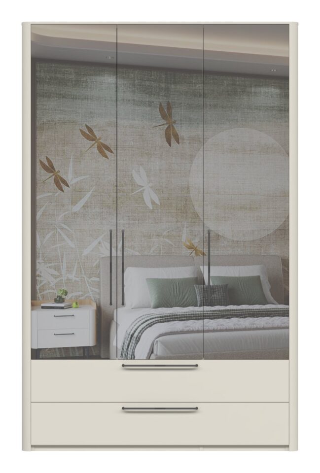 Garderobna omara z ogledalom Air P32-3OG/AI, Pepper White mat lak