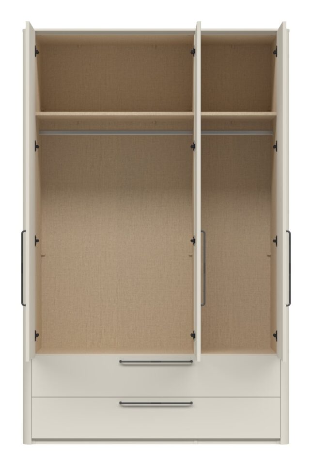 Garderobna omara z ogledalom Air P32-3OG/AI, Pepper White mat lak (odprta, notranjost)