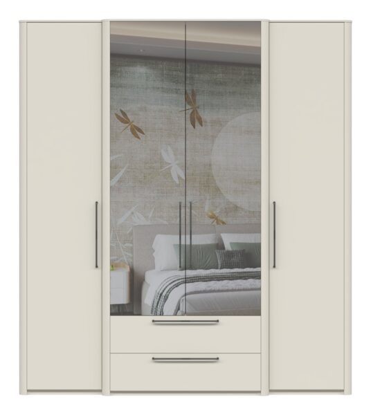 Garderobna omara z ogledalom Air P42-2OG/AI, Pepper White mat lak