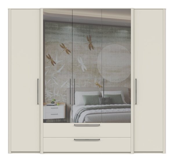 Garderobna omara z ogledalom Air P52-3OG/AI, Pepper White mat lak