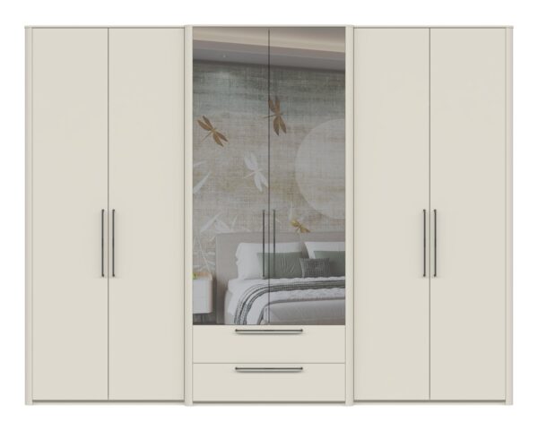 Garderobna omara z ogledalom Air P62-2OG/AI, Pepper White mat lak