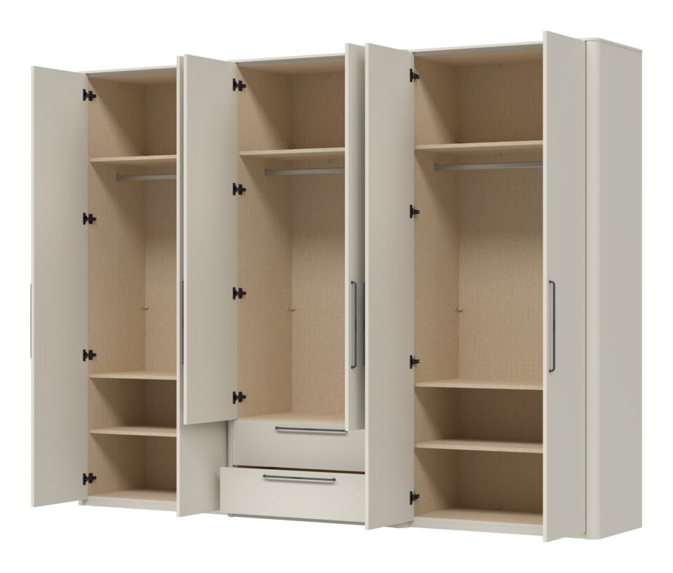 Garderobna omara Air P62/AI, Pepper White mat lak (odprta, notranjost)