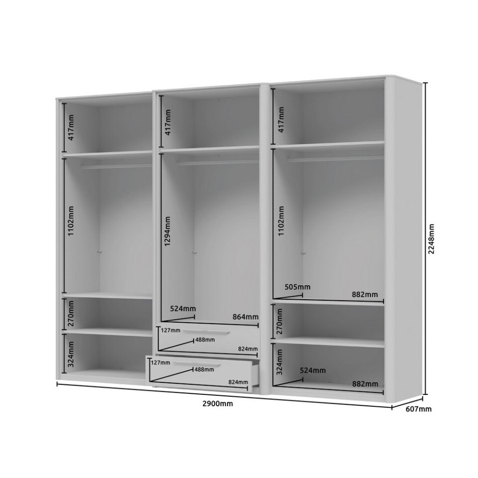 Garderobna omara Air P62/AI (skica z merami)