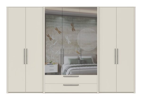 Garderobna omara z ogledalom Air P72-3OG/AI, Pepper White mat lak